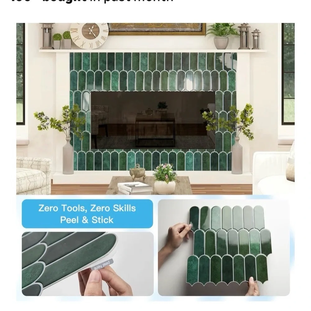 Green Peel and Stick Wall Tiles - 10 Pack